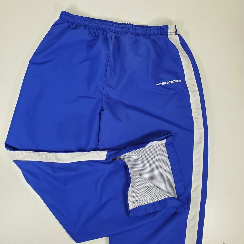 Vintage Brooks Men's Blue White Lined Running Track Workout‎ Pants, Size M